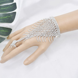 B-1066 Fashion shiny crystal bracelet bangle with ring Jewelry