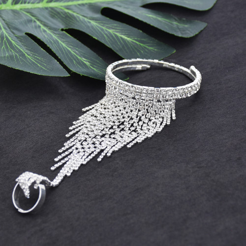 B-1066 Fashion shiny crystal bracelet bangle with ring Jewelry