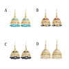 E-5899  Indian Gold Metal Bells Tassel Earrings for Women Bohemian Acrylic Beaded Statement Earring Party Jewelry Gift