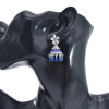 E-5903  Vintage silver with colored glass beads tassels diamond crystal bell earrings party gift women  jewelry