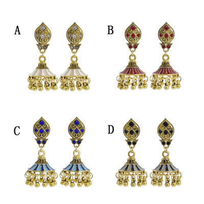 E-5905 Vintage crystal bell tassel earrings party gift women Jewelry
