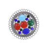 R-1528 Bohemian Vintage Silver Alloy Enamel Rhinestone Finger Rings for Women Adjustable Indian Party Jewelry