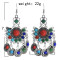 E-5908  Vintage silver inlaid colorful gems coin tassel pendant earrings party gift women jewelry