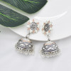 E-5909  Vintage Indian Jhumka Earrings for Women Silver Colorful Flower Bells Tassel Earring Party Jewelry Gift