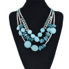 N-7408  Silver Chain turquoise green stone Pendant Choker Necklaces for Women Bohemian Party Jewelry
