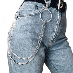N-7397 Punk Street Waist Chain Women Men Pants Chain Multi Layer HipHop Link Trousers Keychain Jewelry