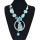 N-7410 Bohemian Ethnic Irregular Turquoise Stone Silver Chain Bells Tassel Necklaces for Women Tribal Party Jewelry
