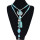 N-7410  Bohemian Ethnic Irregular Turquoise Stone Silver Chain Bells Tassel Necklaces for Women Tribal Party Jewelry