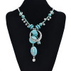 N-7409  Bohemia Silver Chain turquoise green stone Pendant Choker Necklaces for Women Party Jewelry
