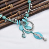 N-7409  Bohemia Silver Chain turquoise green stone Pendant Choker Necklaces for Women Party Jewelry