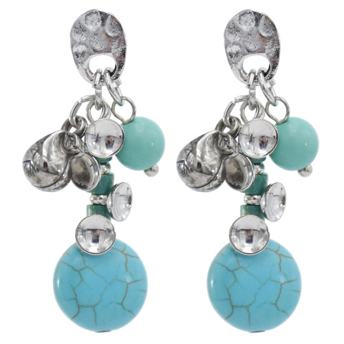 E-5910  New Ethnic Bohemian Turquoise Stone Drop Dangles Earrings for Women Vintage Party Statement Jewelry