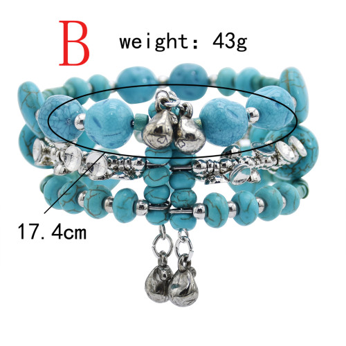 B-1071  Bohemia Vinatge turquoise green stone bracelet bangle Indian Jewelry