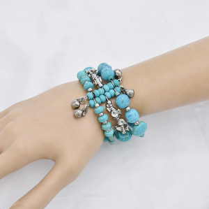 B-1071  Bohemia Vinatge turquoise green stone bracelet bangle Indian Jewelry