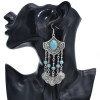 E-5911  Ethnic Bohemian Coin Tassel Drop Earring Antique Green Stone Tribal Earrings Broncos Fashion Party Jewelry