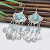 E-5911  Ethnic Bohemian Coin Tassel Drop Earring Antique Green Stone Tribal Earrings Broncos Fashion Party Jewelry