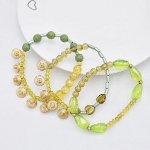 B-1072  3 pieces/set of bohemian amber crystal beads green metal beads mixed bracelet pendant party women gift jewelry