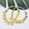 B-1072  3 pieces/set of bohemian amber crystal beads green metal beads mixed bracelet pendant party women gift jewelry