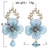 E-5912  Korea Fashion Gold alloy Lace embroidery flower beaded drop earrings Jewelry