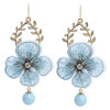 E-5912  Korea Fashion Gold alloy Lace embroidery flower beaded drop earrings Jewelry