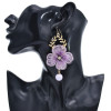 E-5912  Korea Fashion Gold alloy Lace embroidery flower beaded drop earrings Jewelry