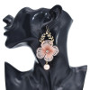 E-5912  Korea Fashion Gold alloy Lace embroidery flower beaded drop earrings Jewelry