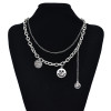 N-7412  2 Styles Fashion Silver Chain Rhinestone Butterfly Smile Pendant Necklaces for Women Girl Party Jewelry