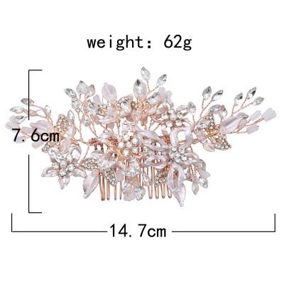 F-0792  Fashion crystal flower white beaded hair comb Jewelry