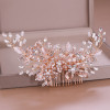 F-0792  Fashion crystal flower white beaded hair comb Jewelry