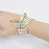 B-1074  6 Pcs/Set Bohemian Multi-layer Beaded Bracelets Set Women Leaf Pendant Colorful Stone Elastic Bracelets Fashion Jewelry