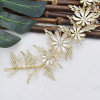 F-0793 Bridal Gold Wired Rhinestone Pearl Beads Leaf Flower Headbands for Women Wedding Hair Accessories