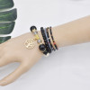 B-1075  5 pieces/set of vintage white/black gold alloy tree bracelet beaded crystal bracelet gift party women jewelry