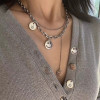 N-7412  2 Styles Fashion Silver Chain Rhinestone Butterfly Smile Pendant Necklaces for Women Girl Party Jewelry