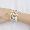 B-1076  6 Pcs/Set Bohemain Jewelry Acrylic Beaded Elatic Bracelets for Women with Hand Pendant Party Jewelry Gift