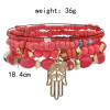 B-1076  6 Pcs/Set Bohemain Jewelry Acrylic Beaded Elatic Bracelets for Women with Hand Pendant Party Jewelry Gift
