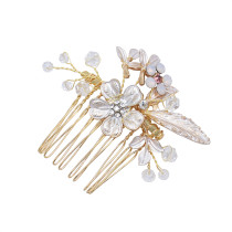 F-0795  Bridal Gold Wired Rhinestone Pearl Beads Leaf Flower Headbands Hairclip Haircomb Jewelry sets for Women Wedding Hair Accessories
