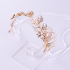 F-0795  Bridal Gold Wired Rhinestone Pearl Beads Leaf Flower Headbands Hairclip Haircomb Jewelry sets for Women Wedding Hair Accessories