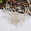 F-0794  Bride gold crystal pearl diamond headband hair accessories jewelry set women wedding hair accessories