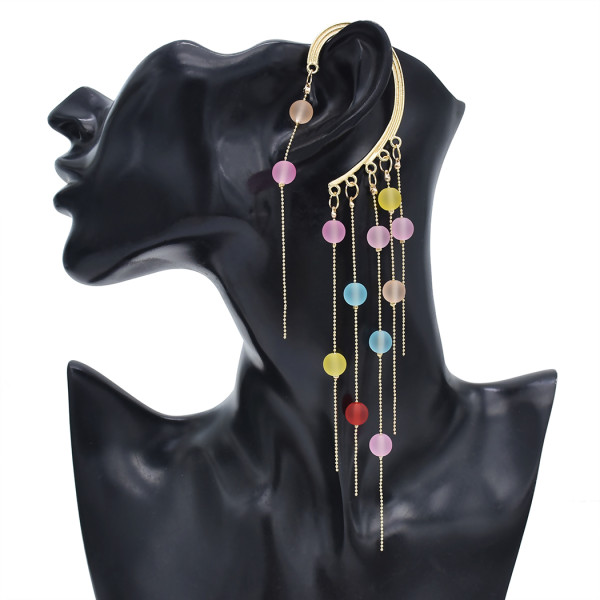 E-5914  Hanging ear white pearl/color transparent beads tassel ear hook ear clip party gift women jewelry
