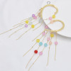 E-5914  Hanging ear white pearl/color transparent beads tassel ear hook ear clip party gift women jewelry