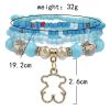 B-1077  5Pcs/set Bohemian White Blue Acrylic Beads Statement Bracelets with Bear Pendant Women Party Jewelry Summer Gift