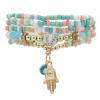 B-1080  Multi-layer Beaded Bracelets Set Women Heart Pendant crystal hand Bracelets Fashion Jewelry