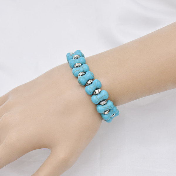 B-1079  5Styles Bohemian Heart Tortoise Bone Shape Turquoises Beaded Statement Bracelets for Women Party Jewelry Gift
