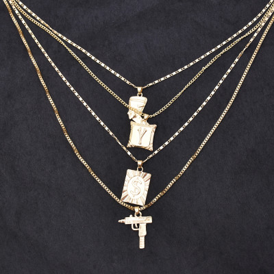 N-7414  Bohemian Multi Layered Necklace for Women Vintage Coin Star Moon Pendant Necklace Geometric Collares Jewelry