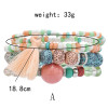 B-1081  6 pieces/set of boho jewelry acrylic color beaded elastic bracelet party jewelry gift women jewelry