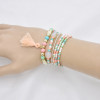 B-1081  6 pieces/set of boho jewelry acrylic color beaded elastic bracelet party jewelry gift women jewelry
