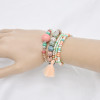 B-1081  6 pieces/set of boho jewelry acrylic color beaded elastic bracelet party jewelry gift women jewelry