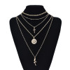 N-7416  Bohemian style multi-layer necklace retro coin pendant necklace geometric collar women jewelry