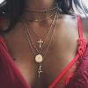 N-7416  Bohemian style multi-layer necklace retro coin pendant necklace geometric collar women jewelry
