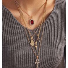 N-7416  Bohemian style multi-layer necklace retro coin pendant necklace geometric collar women jewelry