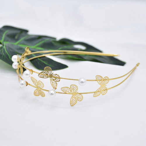 F-0797  Fashion Butterfly Hair Accessories Women Gold Plated Butterfly Headband Hairband Fashion Metal Hair Jewelry